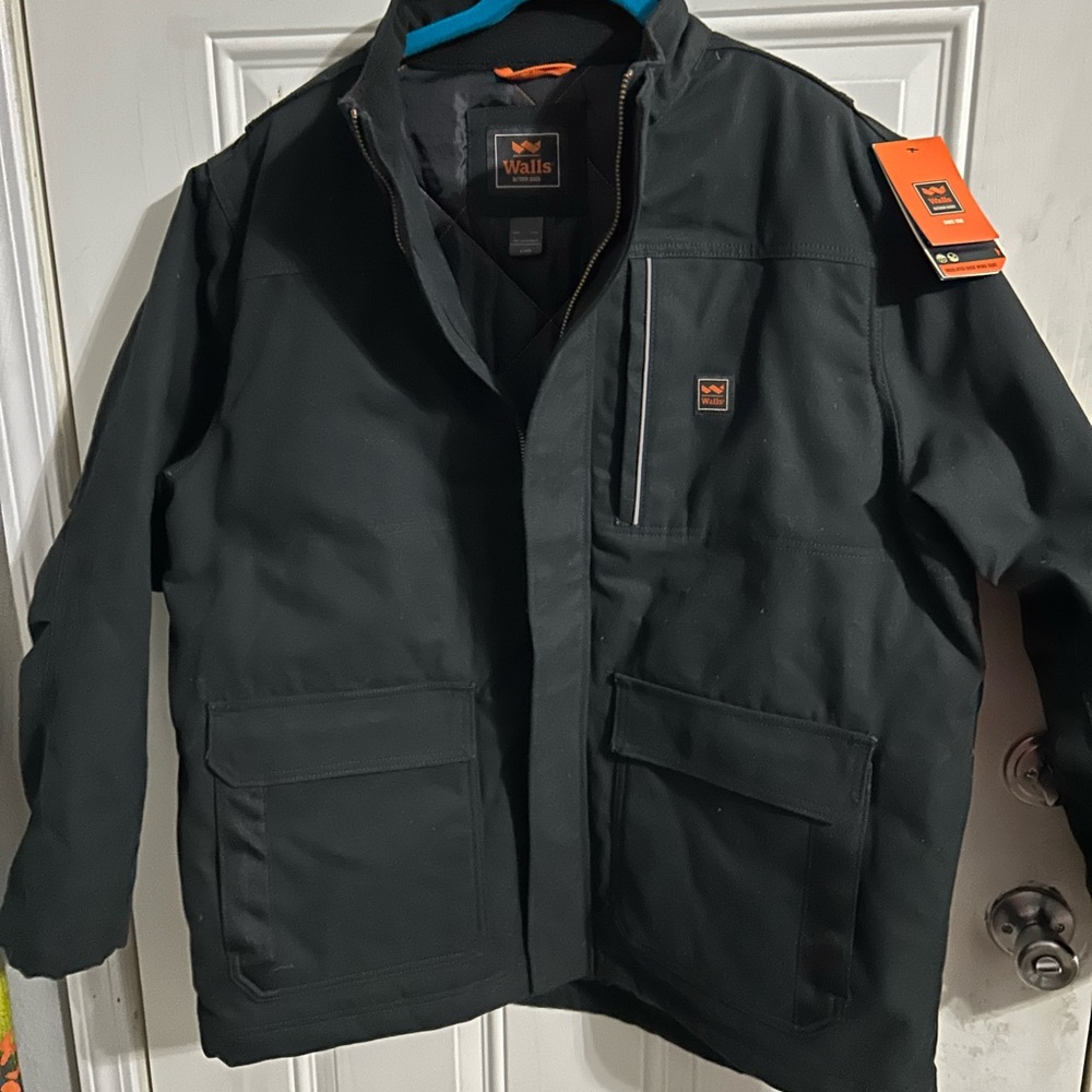 This is a Walls Men's Super Duck Insulated Coat in black.